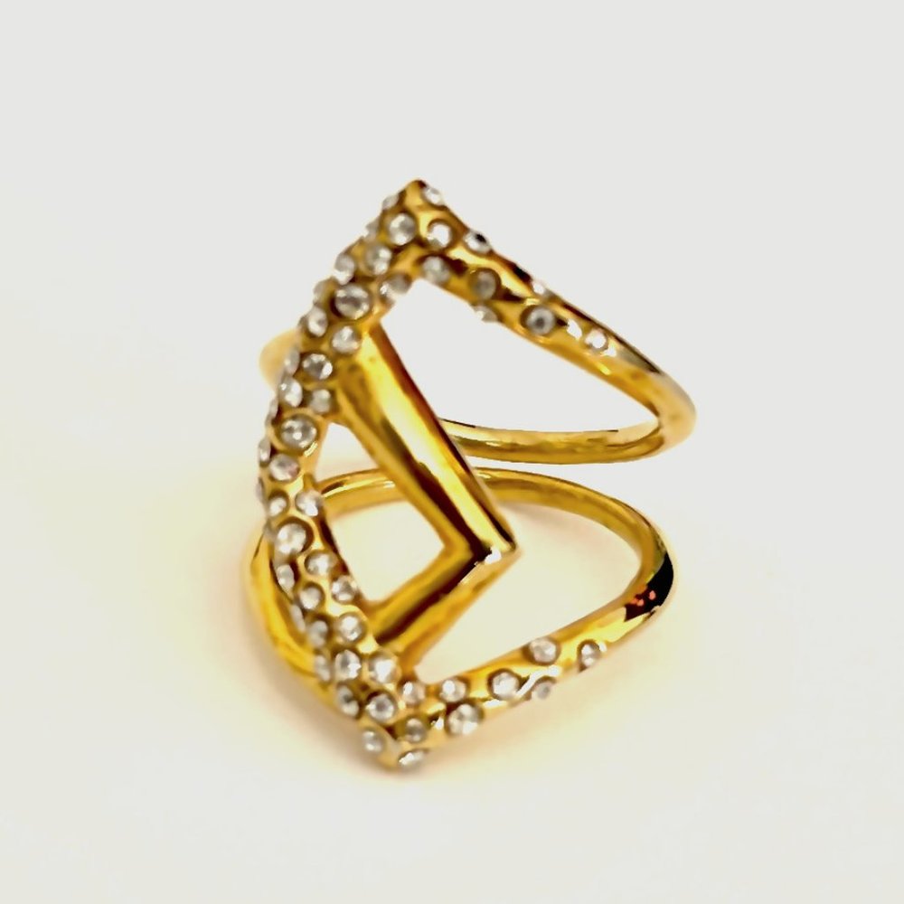 Alexis Bitter 14k gold plated pave crystal cocktail ring